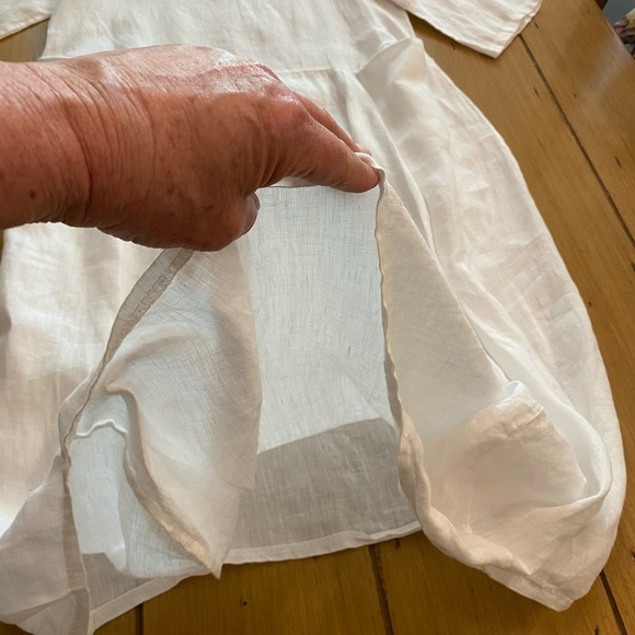 Baci Women’s Linen White Oversized Midi Dress Italy Pockets Beach Resort M-L - Picture 9 of 14